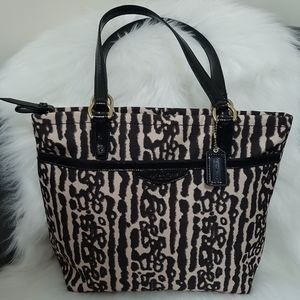 COACH Signature Leopard Ocelot Animal Print Zip Tote Shoulder Bag